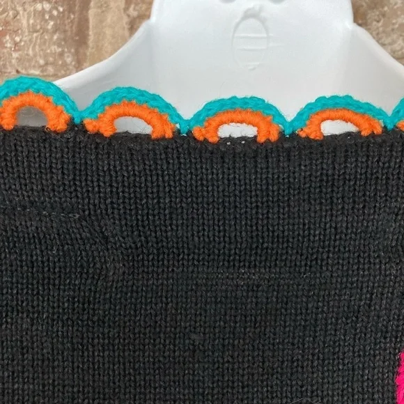 Vintage 1994 Michael Simon multi color crochet patch sweater Size S Purses - Picture 11 of 16